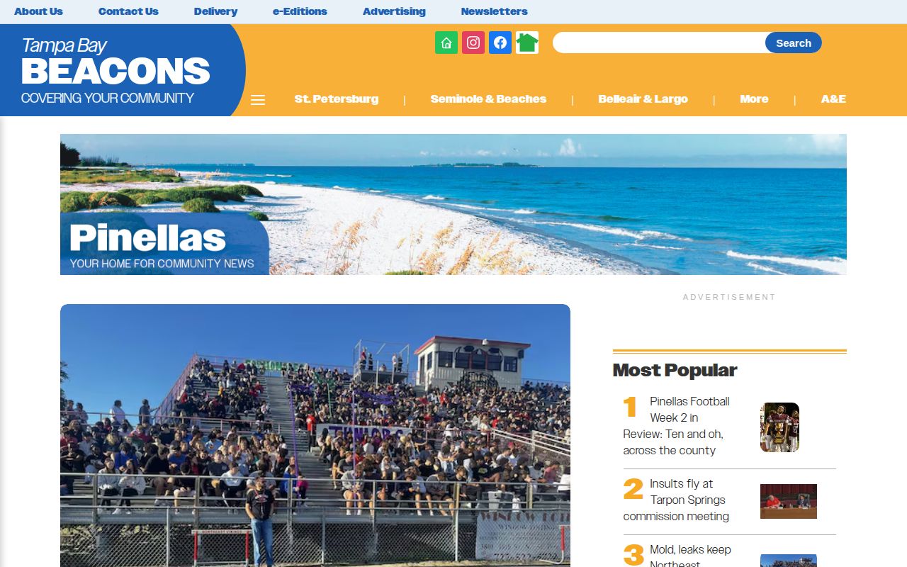 Tampa Bay Newspapers local weekly news and Police Beat page